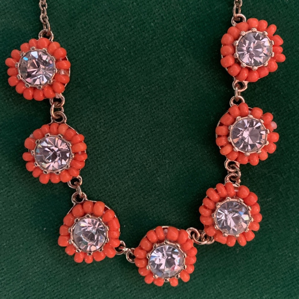 J. Crew orange flower circle necklace